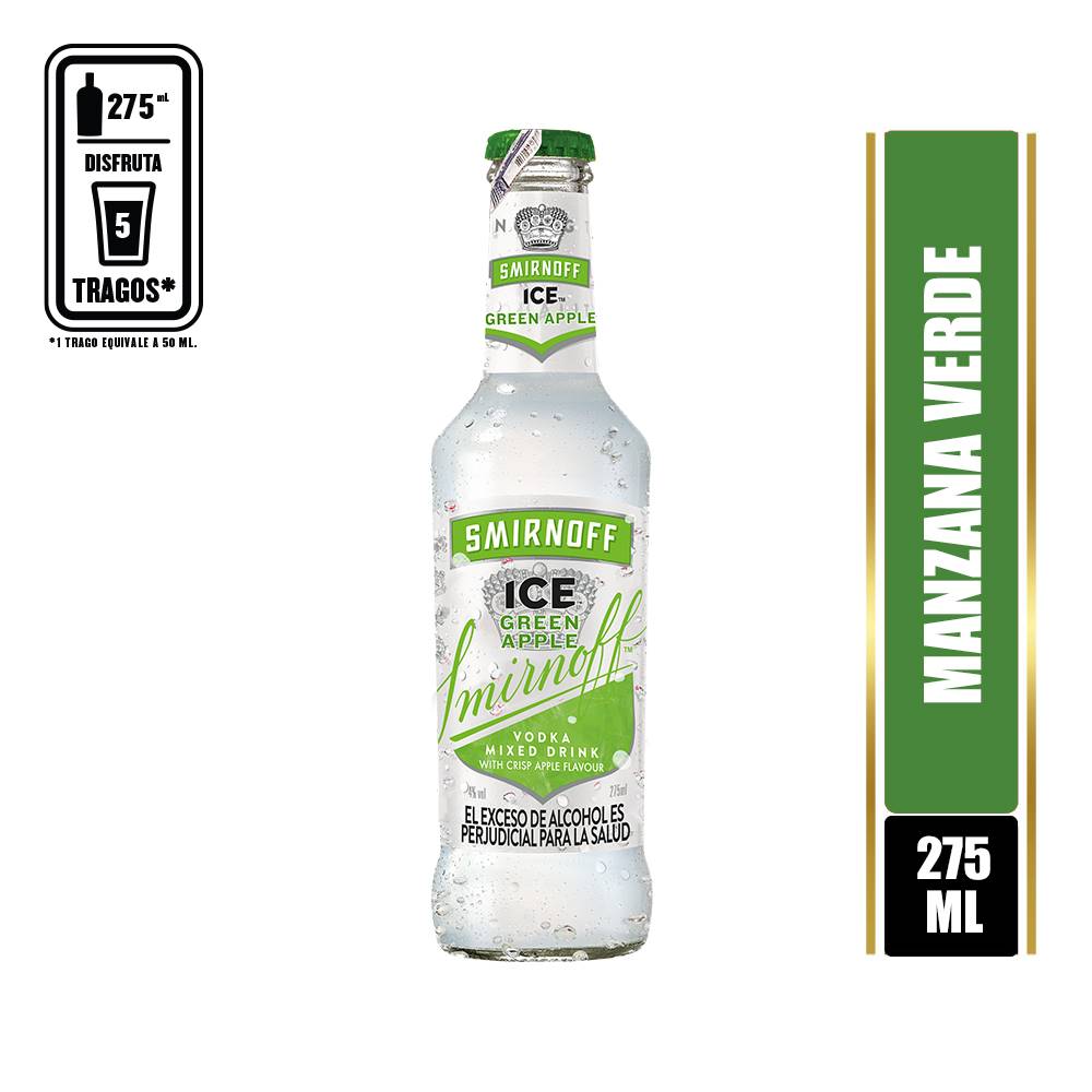 Smirnoff Ice Manzana Verde Coctel Listo para Tomar Botella 275 ml