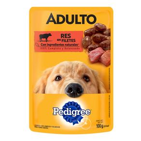 Alimento húmedo Pedigree perro adulto sabor res x100g