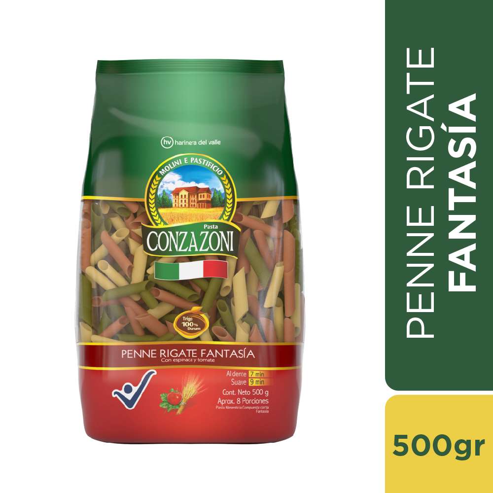 Pasta penne Conzazoni fantasía vegetal x500g