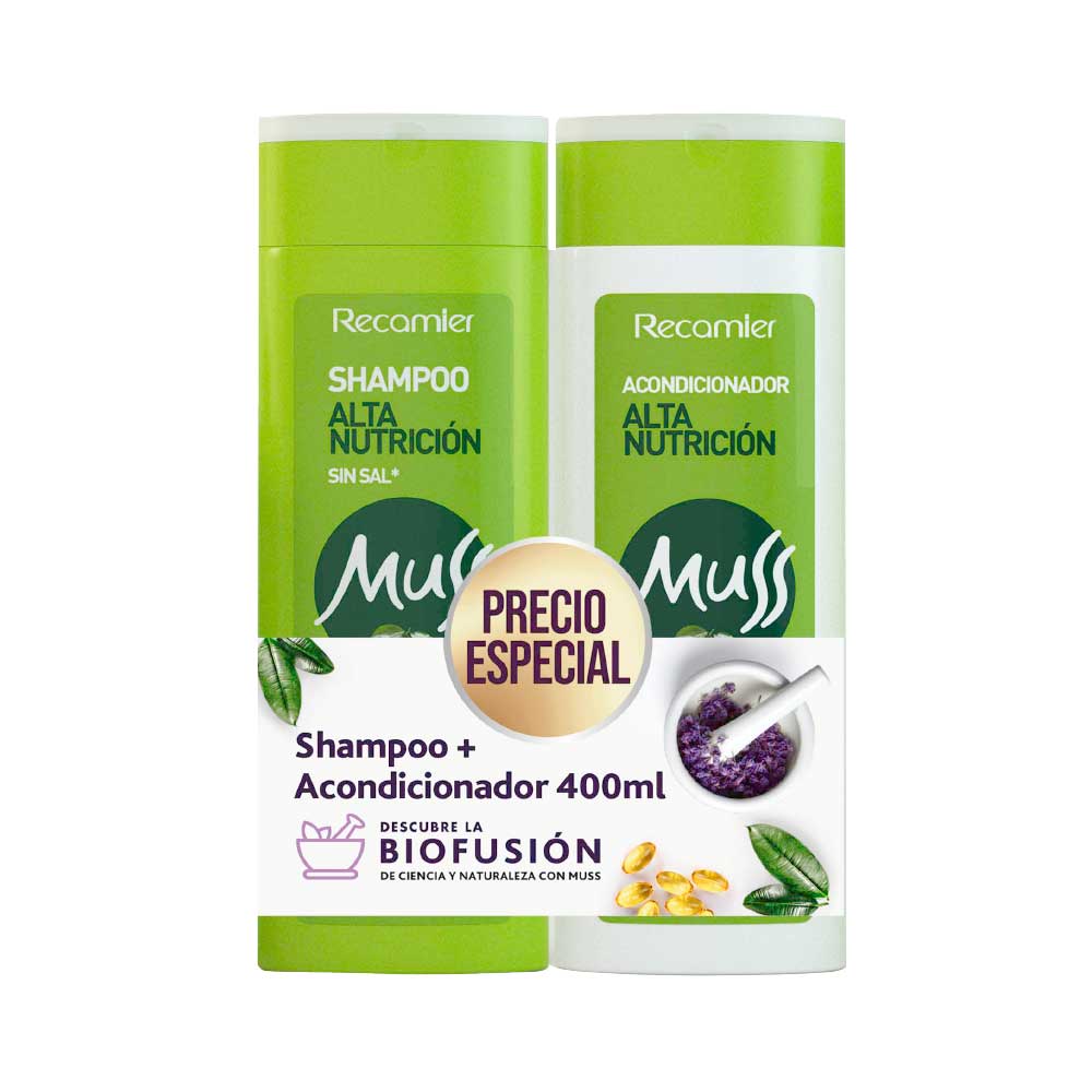 Shampoo Muss alta nutrición + Acondicionador x 400ml c-u