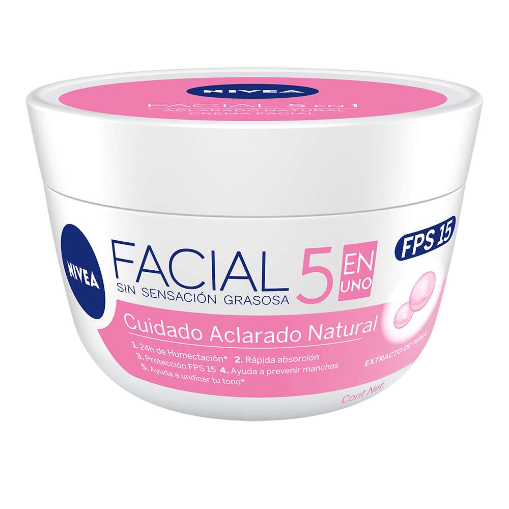 Crema Facial Nivea Hidratante 5 En 1 Aclarado Natural FPS 15 x50ml