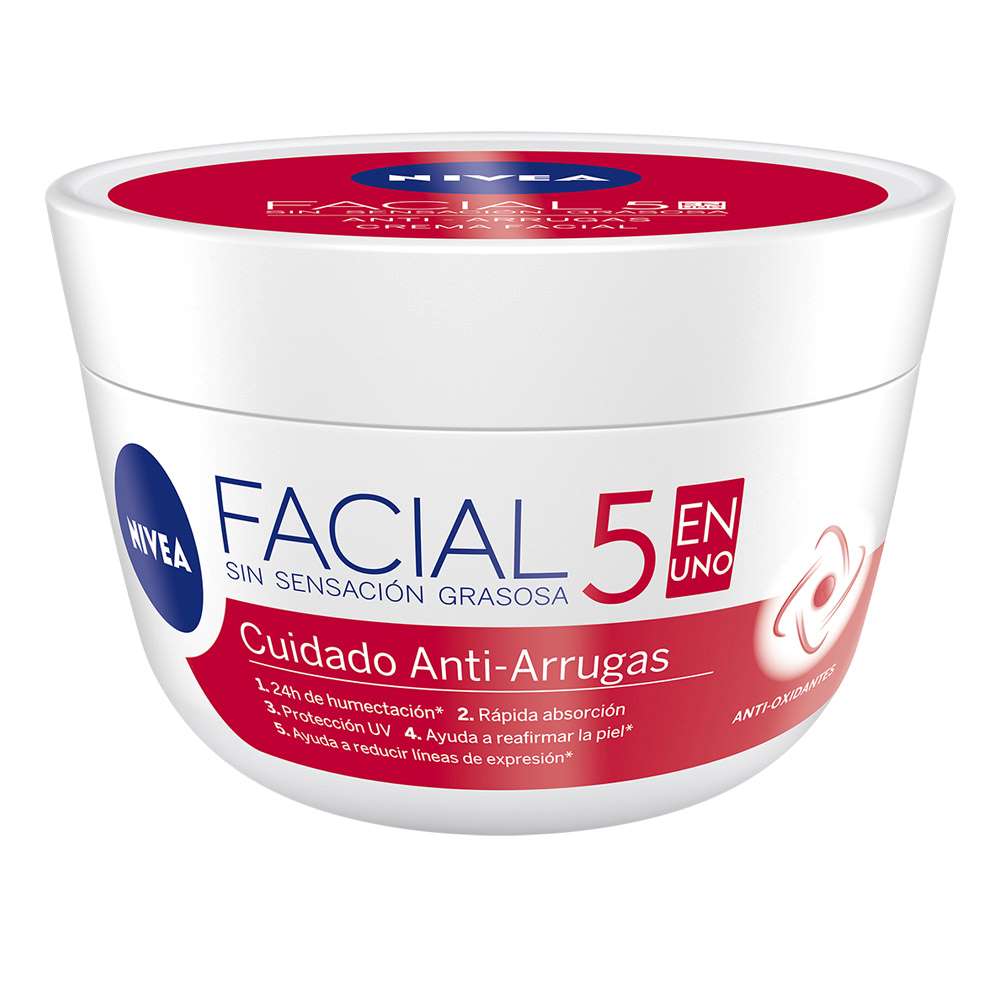Crema Facial Nivea Hidratante 5 En 1 Cuidado Anti Arrugas x100ml