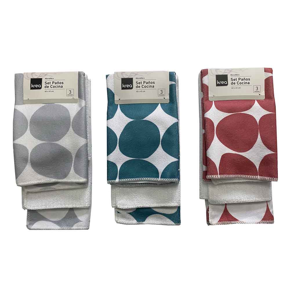 Pack x3 Paños Microfibra Diseño Krea