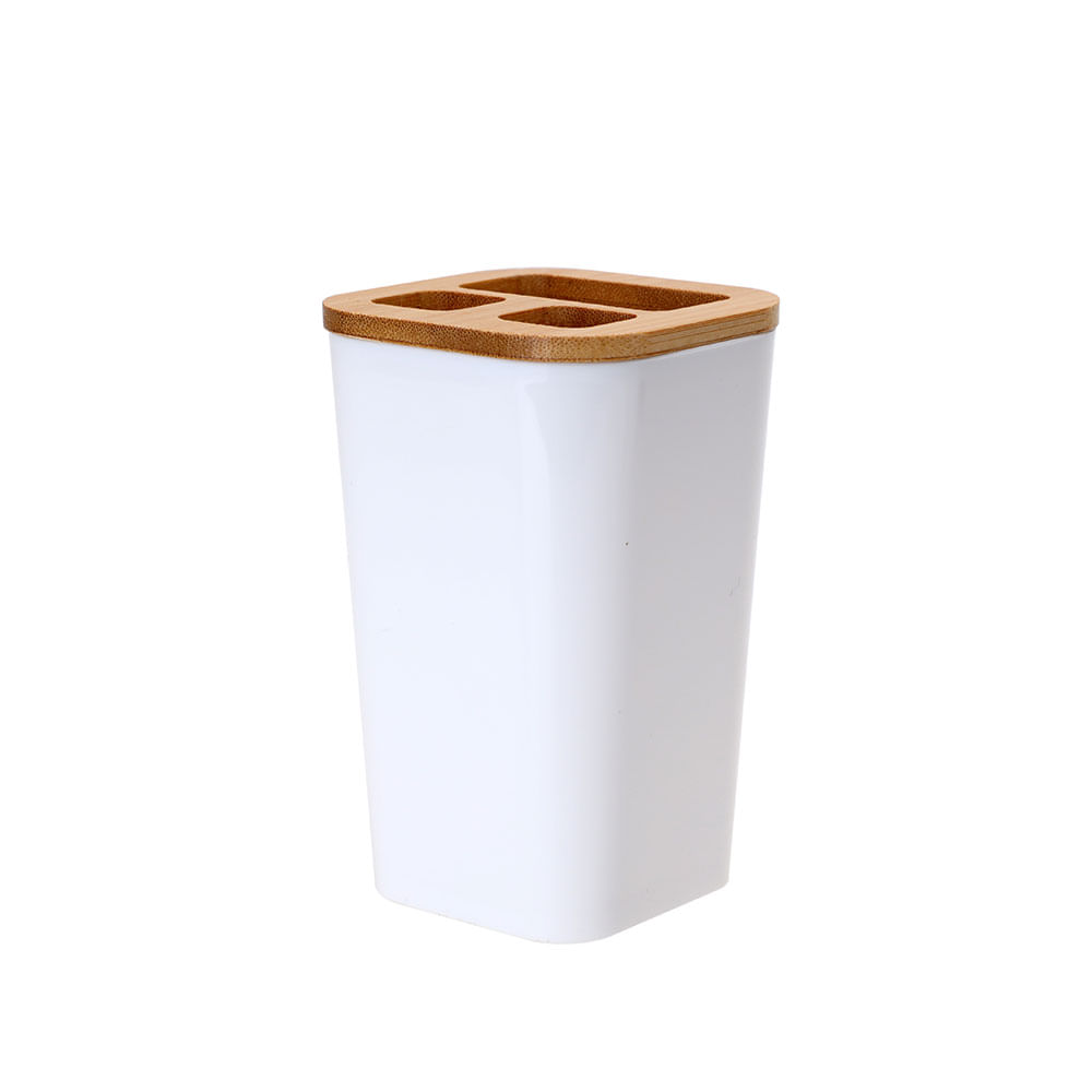 Portacepillos Plástico Bamboo Blanco Pv23 Krea