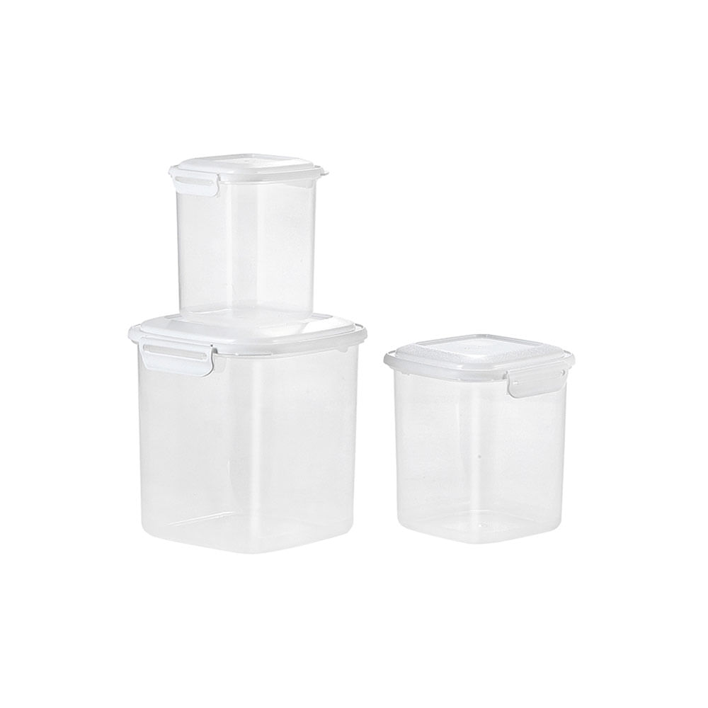 Juego de Tarros Click Alto x3 Und Blanco