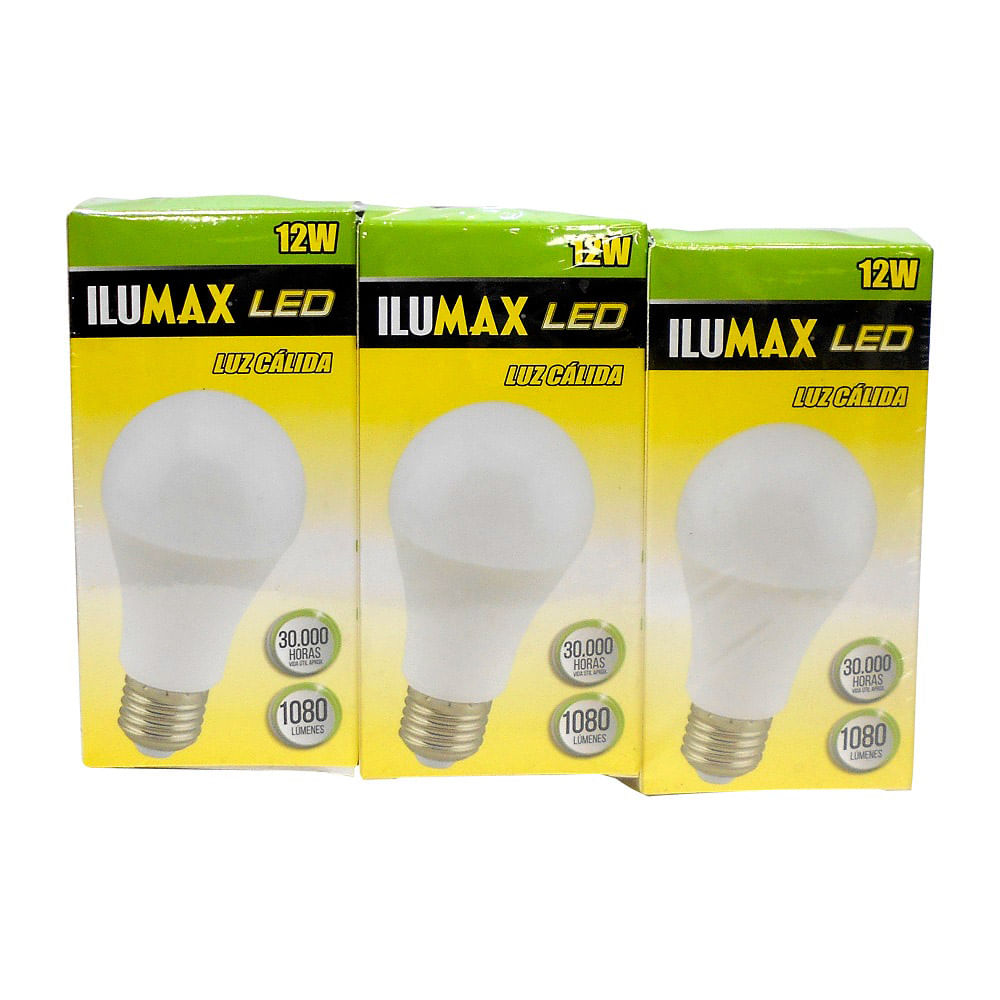 Bombillo LED Buld 12W E27 30000H pack x 3 und Ilumax