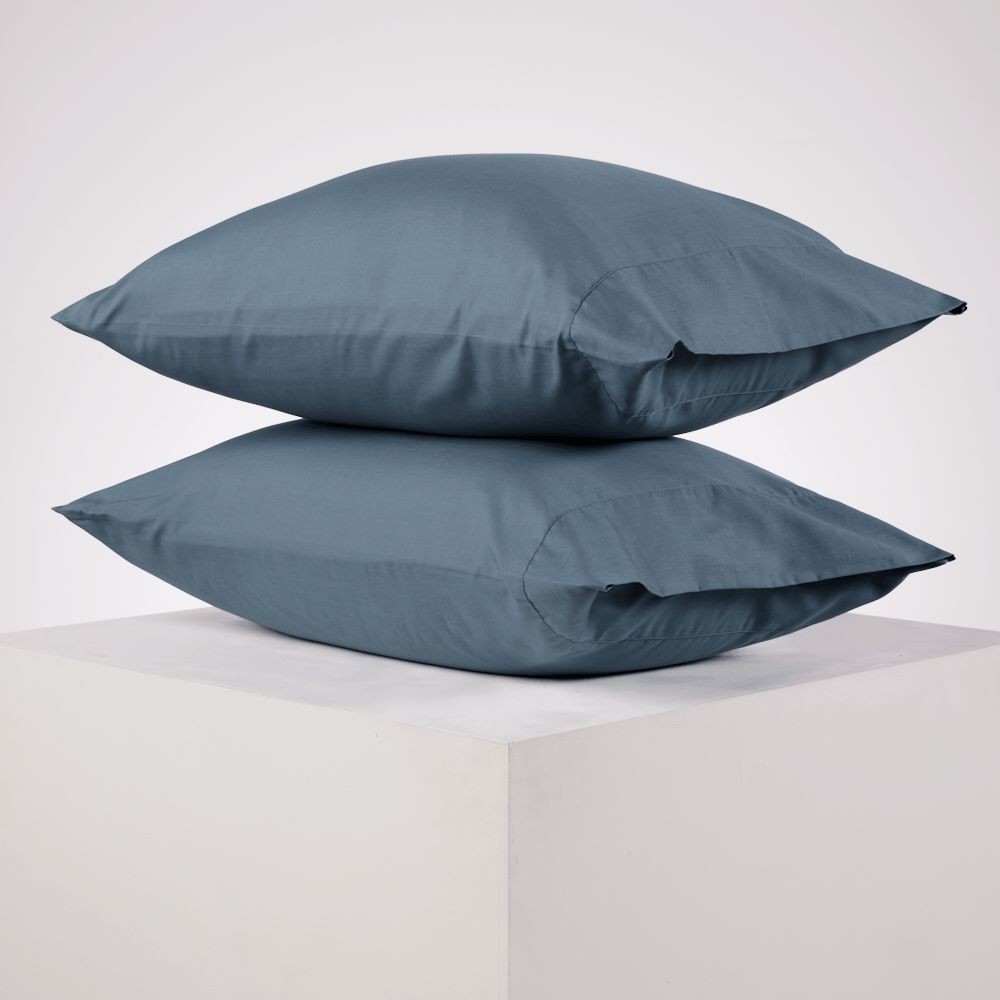 Set 2 fundas 48x73cm 150 hilos Azul Distrihogar