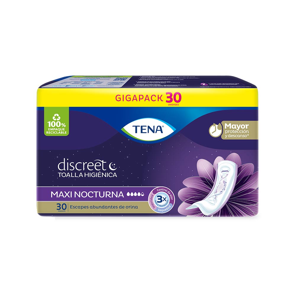 Toalla higiénica Tena Discreet maxi nocturna x 30und