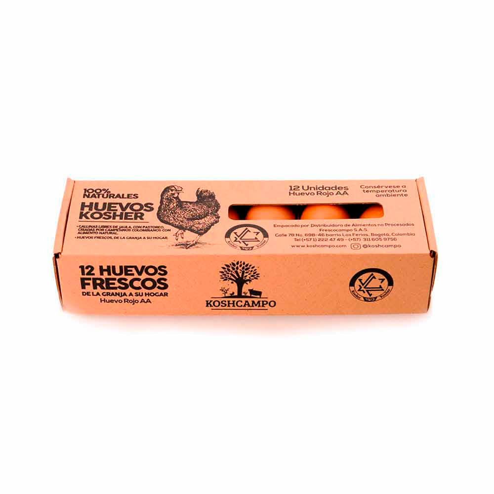 Huevos Koshcampo kosher AA rojo x12 und