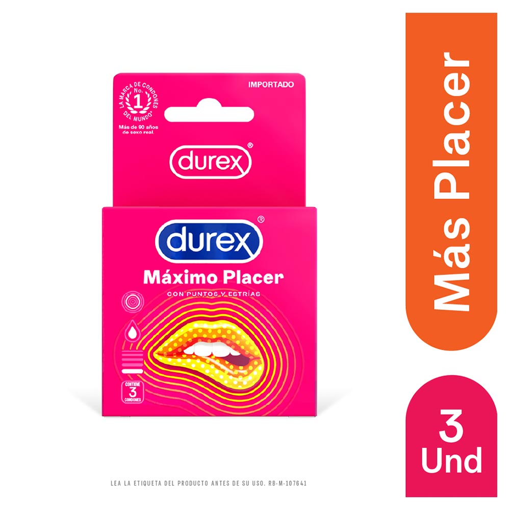 Condones Durex máximo placer x 3und