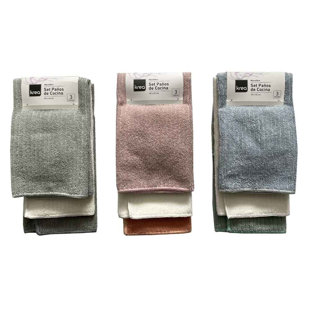Set 3 paños microfibra color Krea