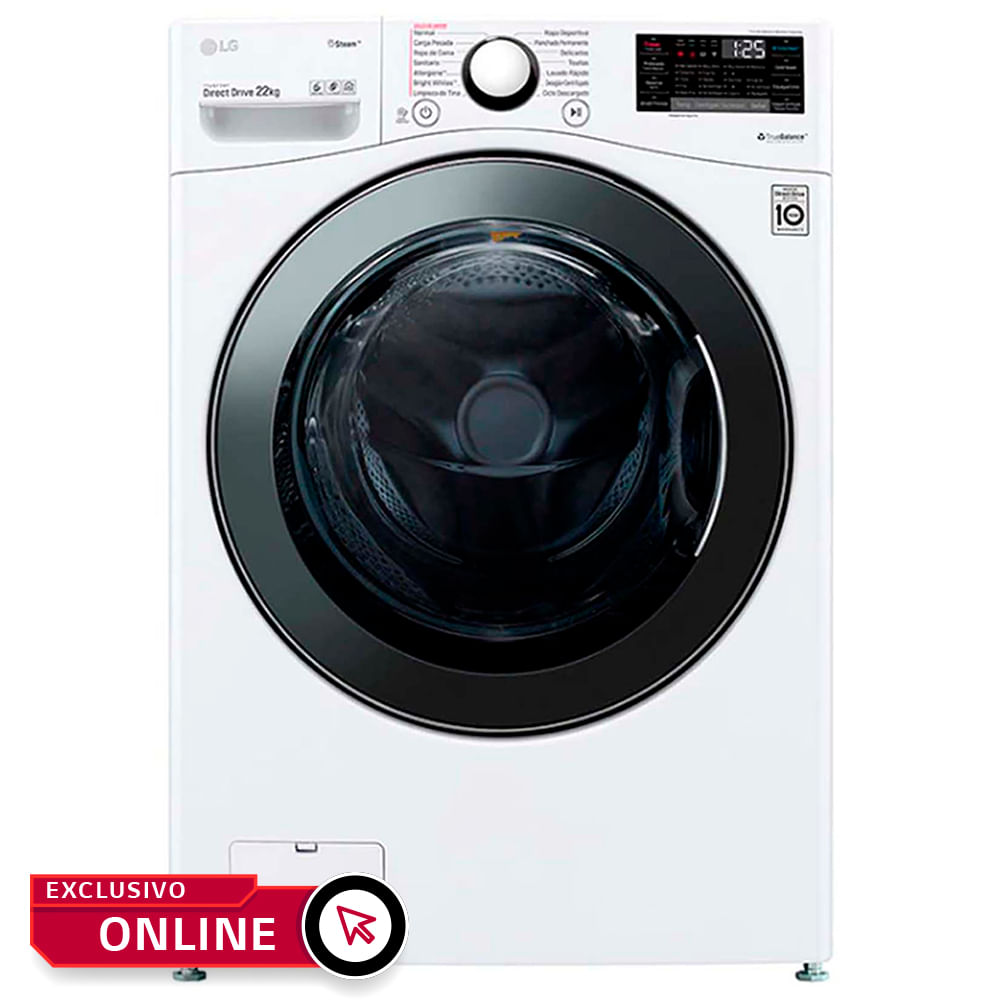 Lavadora LG carga frontal Turbo Wash WM22WV2S6BR 22kg/48lbs Blanco