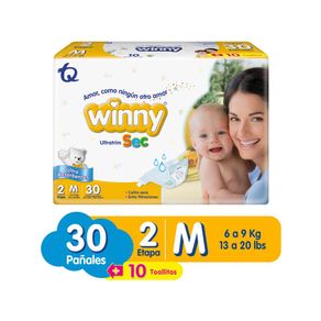 Pañales Winny sec etapa 2 x30und + toallitas aloe x20und