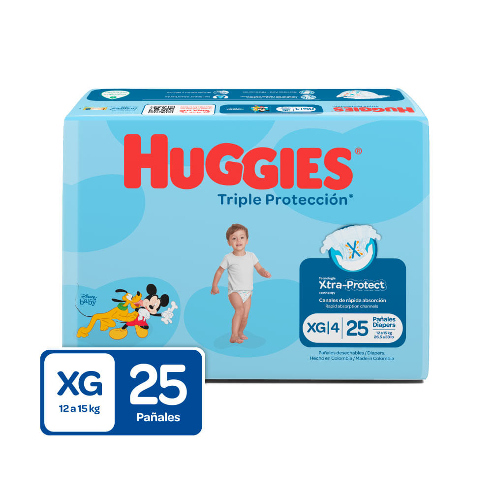 Pañales Huggies triple protec talla XG x25und