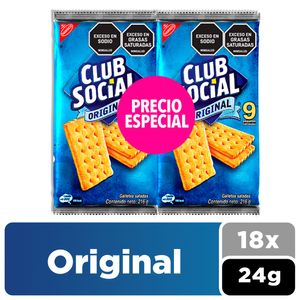 Galletas Club Social original precio especial x18und x24g c/u