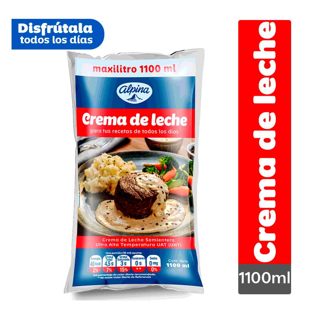Crema de Leche Alpina Semientera Maxilitro x1100ml