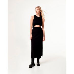 Vestido largo manga sisa en rib algodón Femenino LUFIM VESTIDO GEF