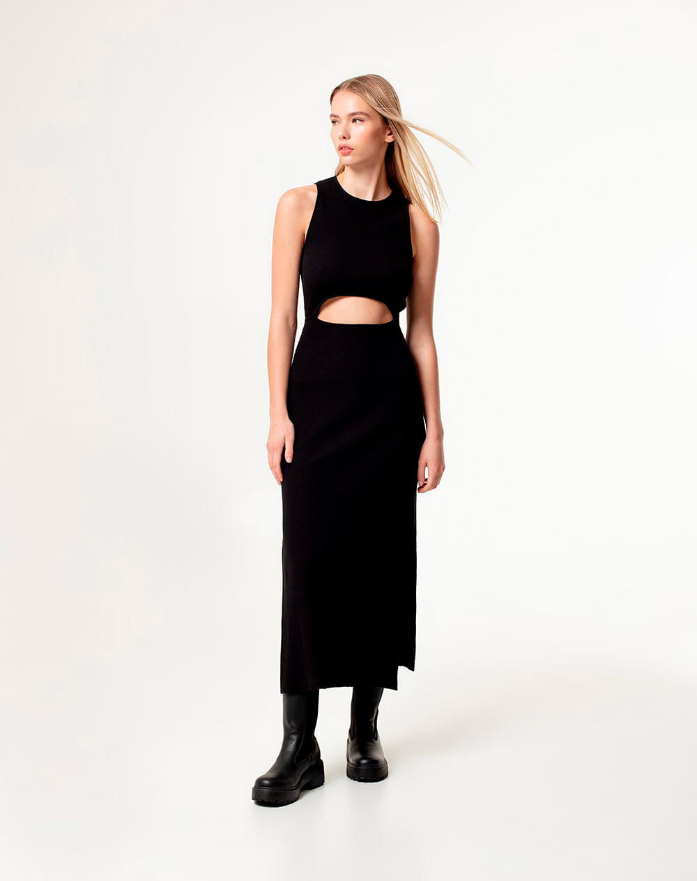 Vestido largo manga sisa en rib algodón Femenino LUFIM VESTIDO GEF