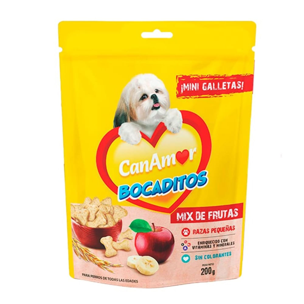 Snack Canamor Bocaditos Mix Frutas Razas Pequeñas x200g