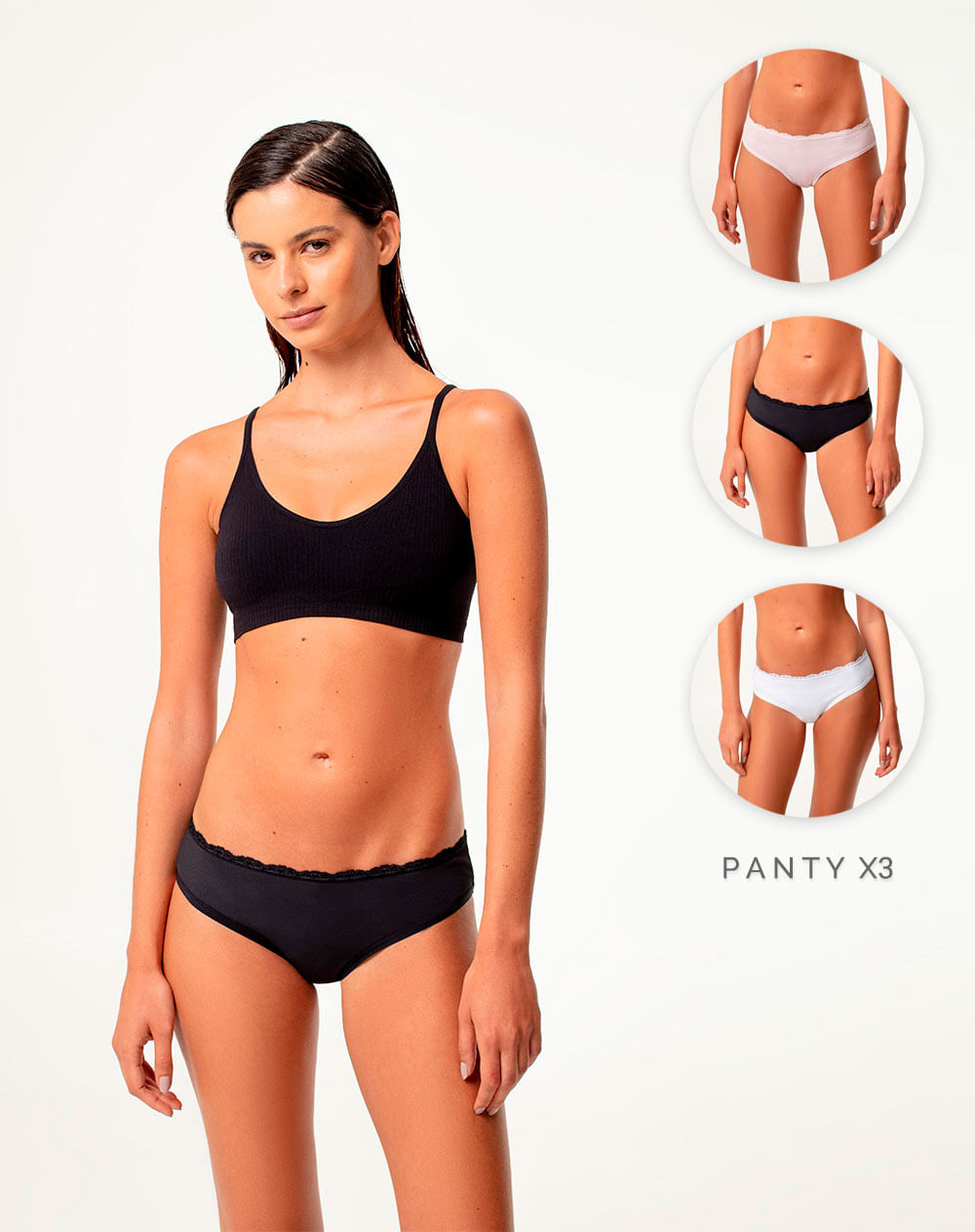 Panty x3 cubrimiento parcial de cadera Femenino LEYIH X3 GEF