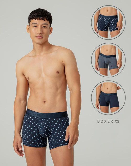 Boxer corto en Algodón masculino FEQA X3 PUNTO BLANCO Talla L