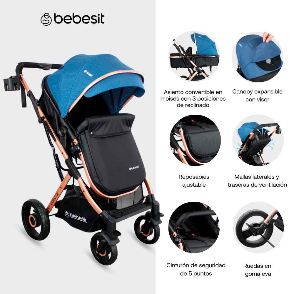 Coche Gold Lx Bebesit Azul