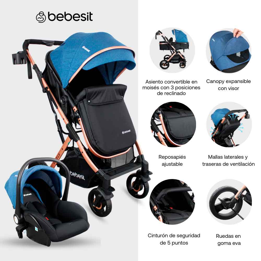 Coche Bebesit Travel System Gold Lx Azul