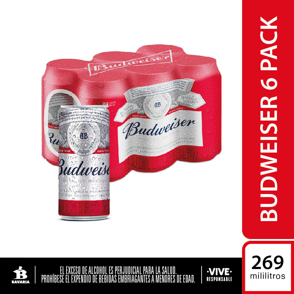 Cerveza Budweiser lata x6und x269ml c-u