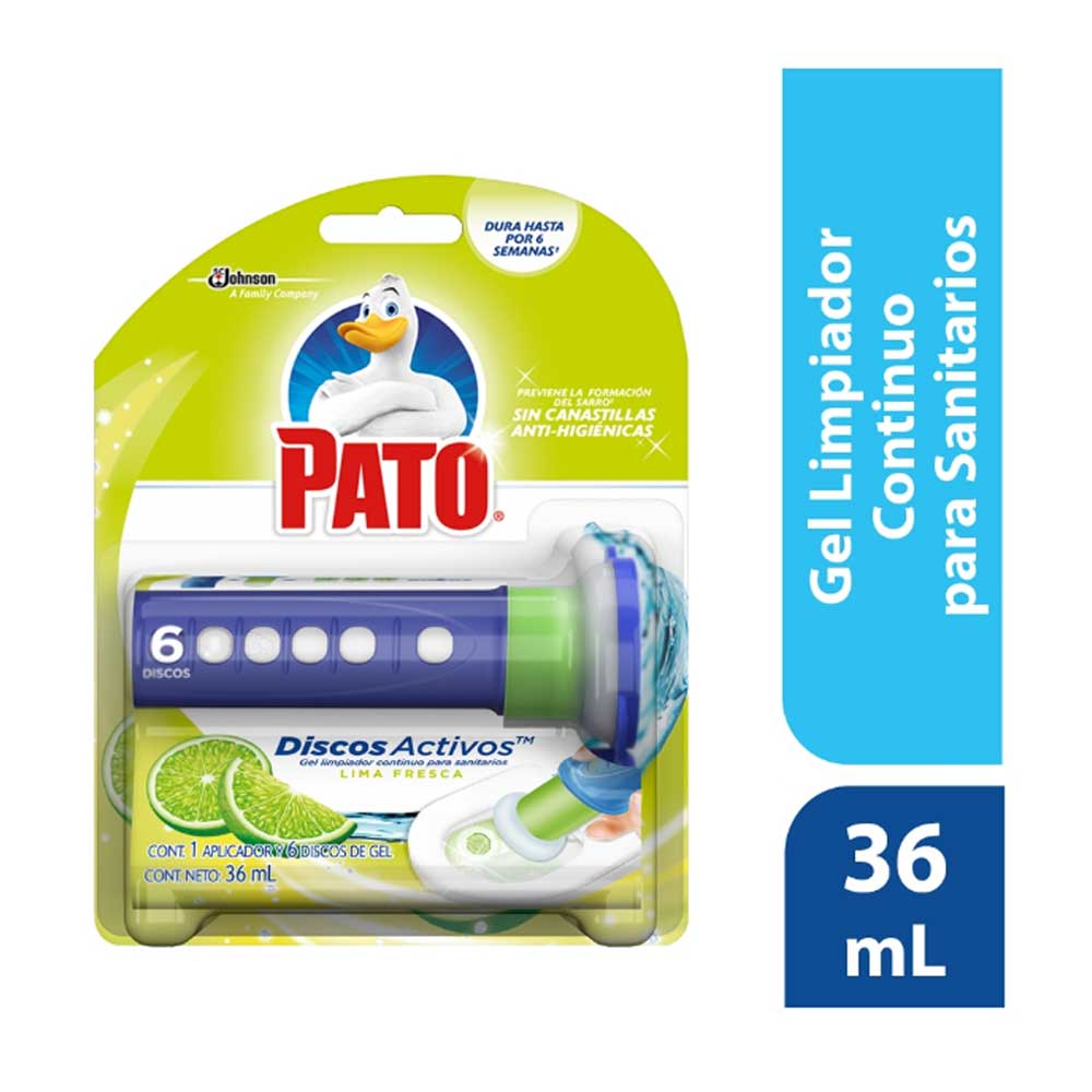 Gel limpiador para baños Pato discos activos citrico con un aplicador x36ml