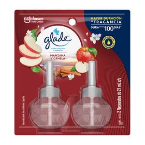 Ambientador Glade aceites naturales manzana y canela 2 repuestos x42ml
