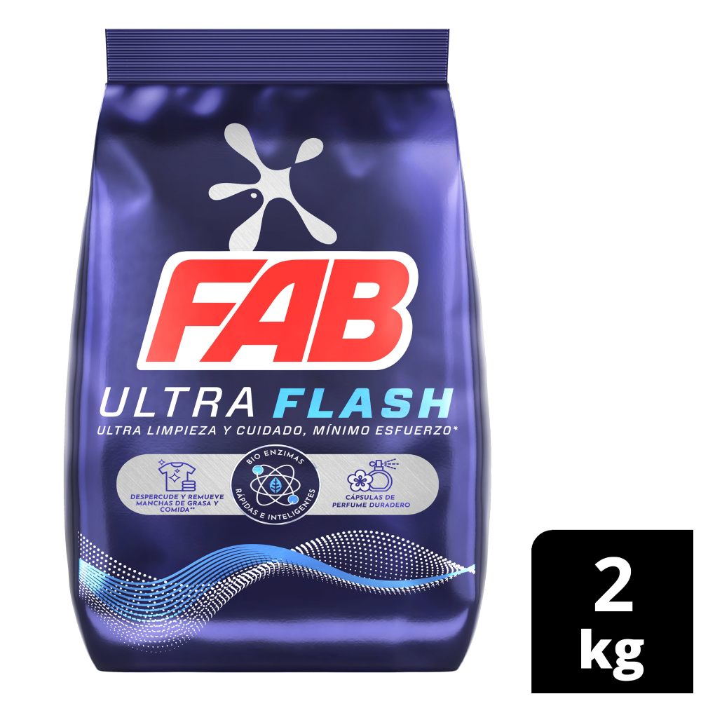 Detergente Fab Ultra Flash en Poltvo 2kg