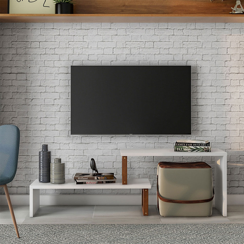 Mesa auxiliar Glam - Blanco/almendra