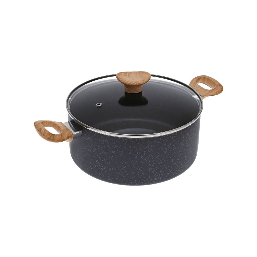 Olla 24cm tapa vidrio natural stone Imusa