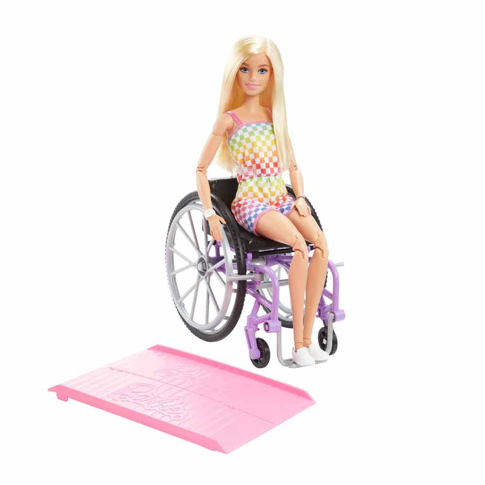 Barbie Muñeca Silla de Ruedas Morada Mattel