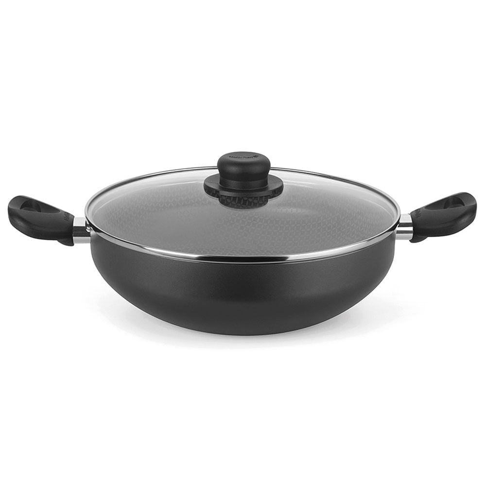 Sarten Wok Superior 28 Cm Con Tapa Gris