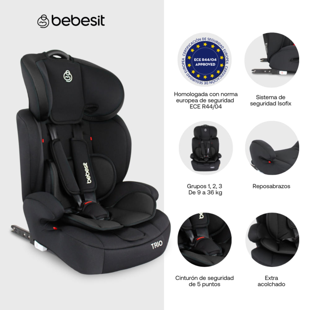 Silla de Carro Trio Isofix Bebesit Negro
