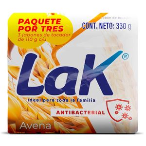 Jabón Lak tocador antibacterial avena x3und x110g c/u