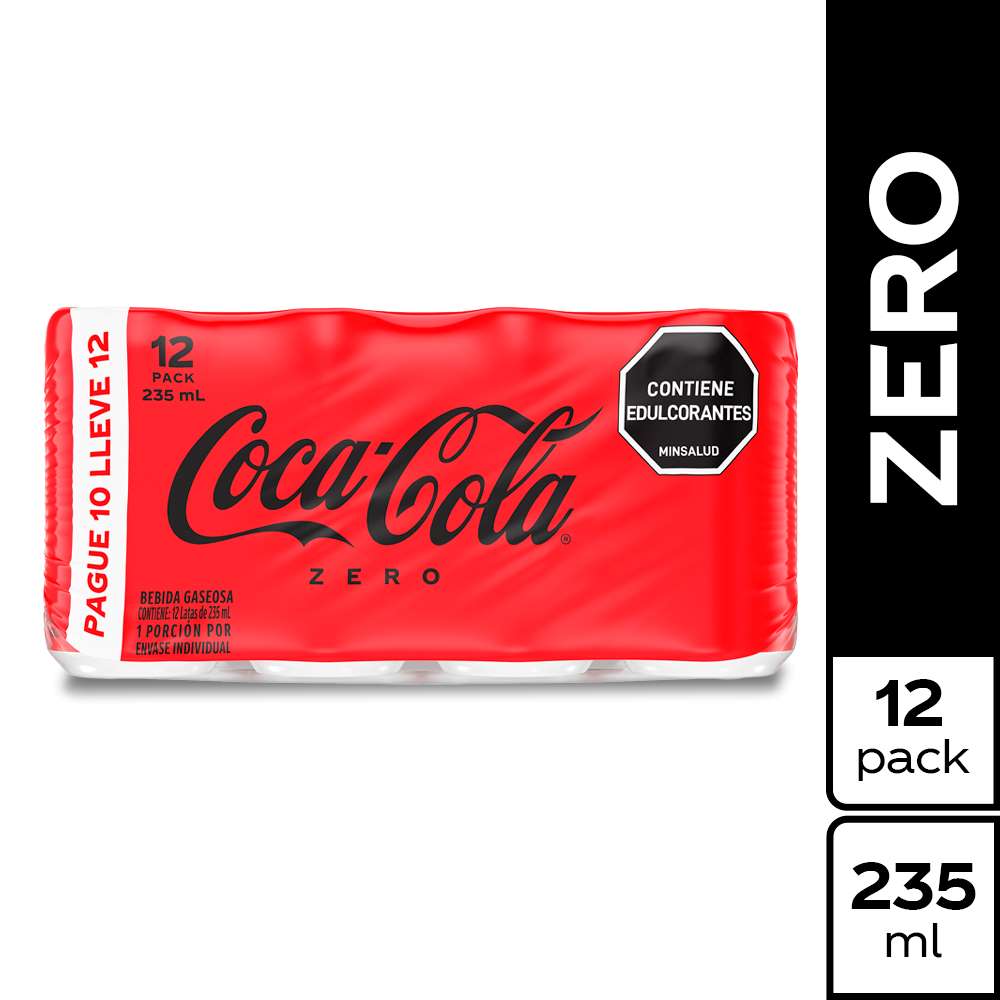 Gaseosa Coca Cola Zero Lata x12Und x235ml C-U-Inactivo