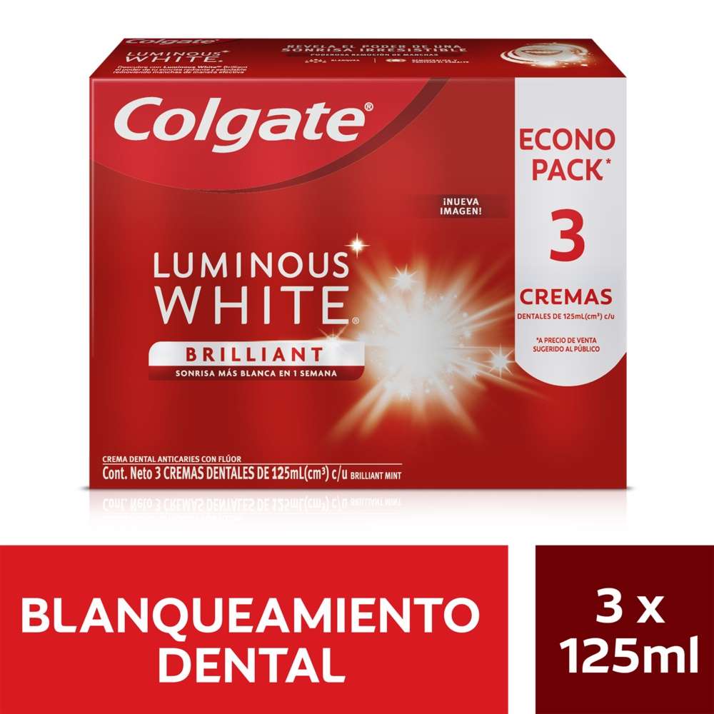 Crema Dental Blanqueadora Colgate Luminous White Brilliant x3und x125ml c-u