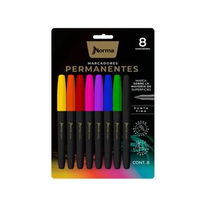 Marcador premium permanente punta fina blister x8und fuertes Norma