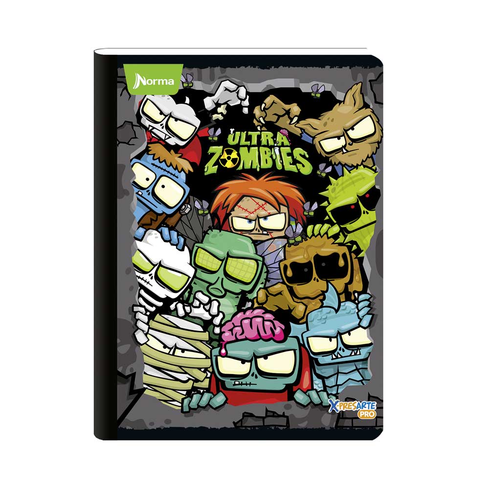 Cuaderno cosido ultra zombies mediano 100 hojas ferrocarril Norma Surtido