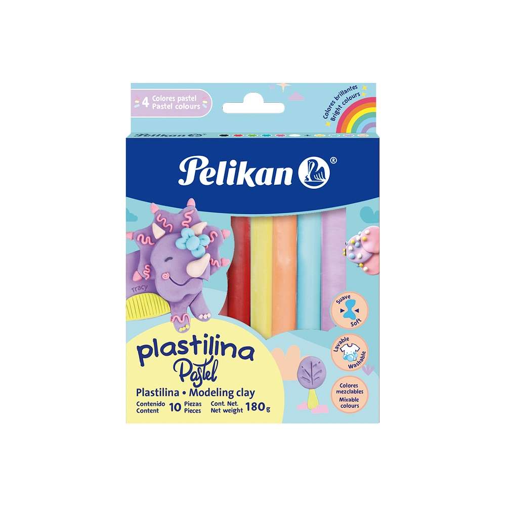 Plastilina C/10 Barras Col Pastel Pelikan
