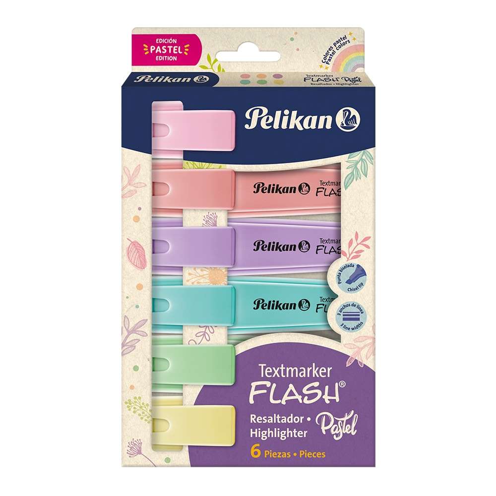 Textmarker Flash Pastel Box X6