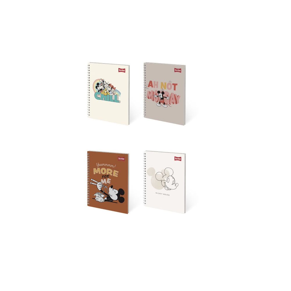 Cuaderno Argollado Pasta Dura Mickey 80 Hojas Rayado Scribe Surtido