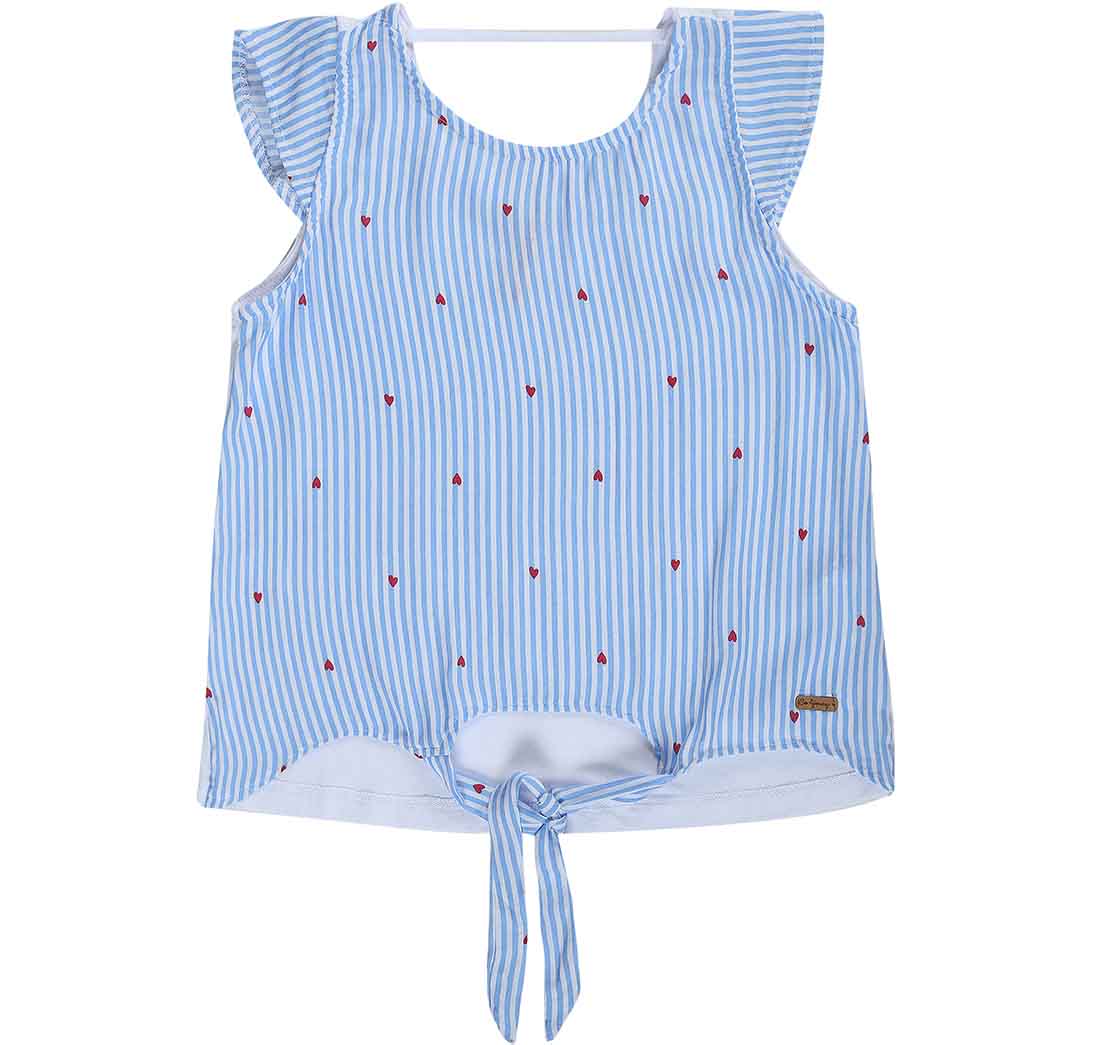Blusa Estampada Para Anudar En El Frente En Tejido Plano Mujer