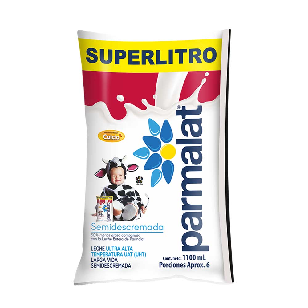 Leche&nbsp;semidescremada Parmalat&nbsp;bolsa x1100ml