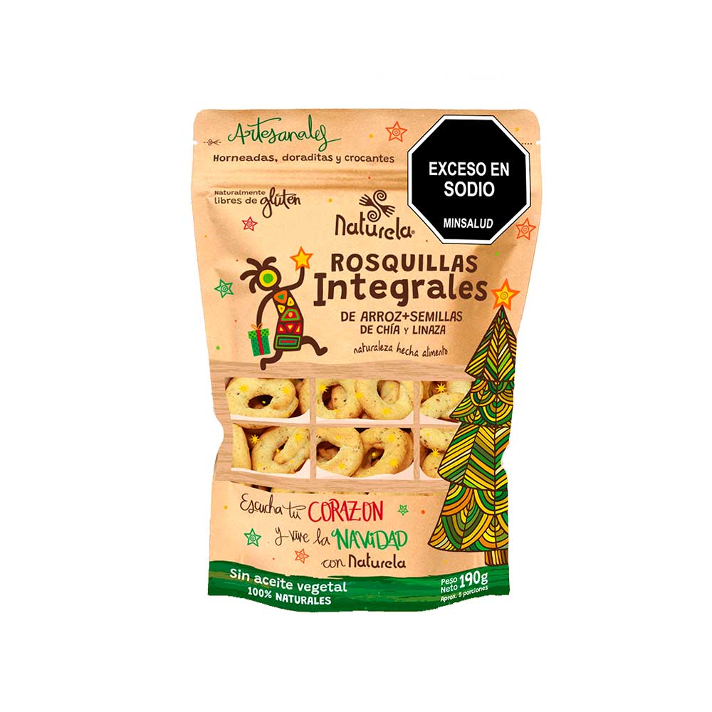 Rosquillas integrales Naturela arroz & semillas Navidad x190g