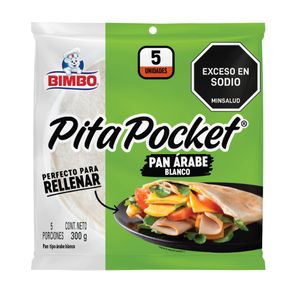 Pan Bimbo pita pocket blanco x 5 unidades x 300g