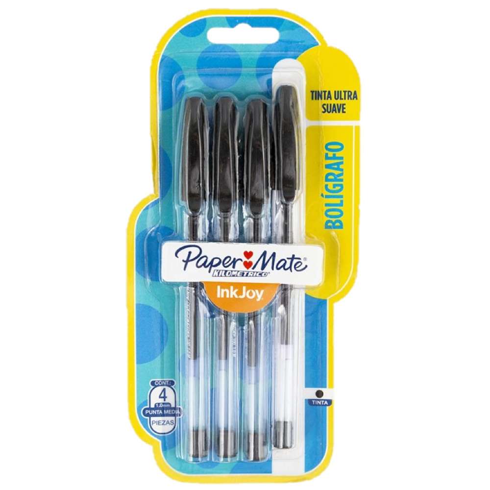 Bolígrafo Kilometrico Inkjoy 100 ST negro x4und Paper Mate