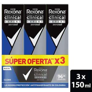 Desodorante Rexona Clinical Expert Men Aerosol x3 Und x150 ml